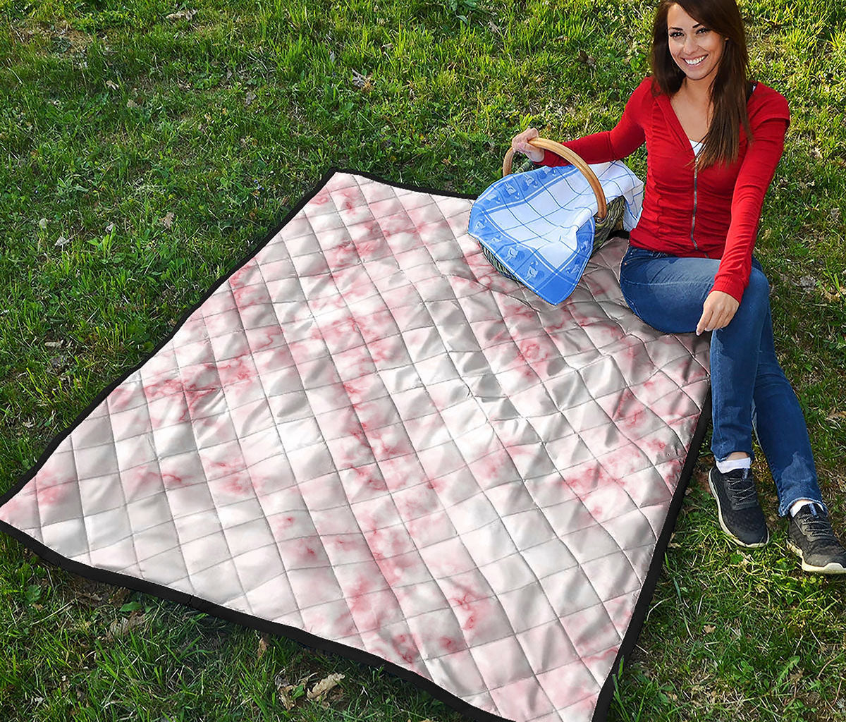 Rose Pink Marble Print Quilt