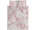 Rose Pink Marble Print Quilt Bed Set