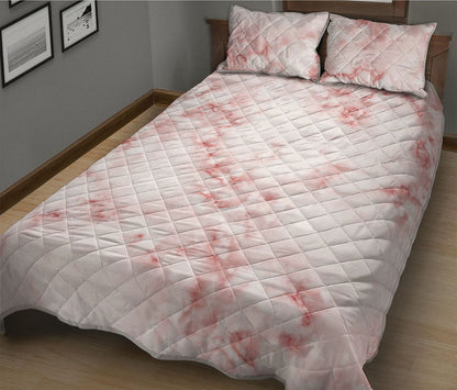 Rose Pink Marble Print Quilt Bed Set