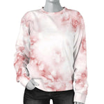 Rose Pink Marble Print Women's Crewneck Sweatshirt GearFrost