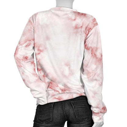 Rose Pink Marble Print Women's Crewneck Sweatshirt GearFrost