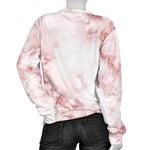 Rose Pink Marble Print Women's Crewneck Sweatshirt GearFrost