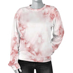 Rose Pink Marble Print Women's Crewneck Sweatshirt GearFrost