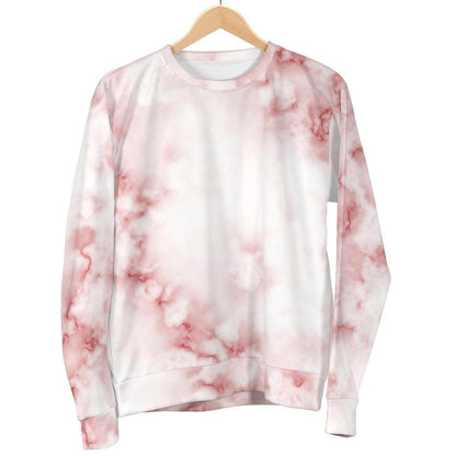 Rose Pink Marble Print Women's Crewneck Sweatshirt GearFrost