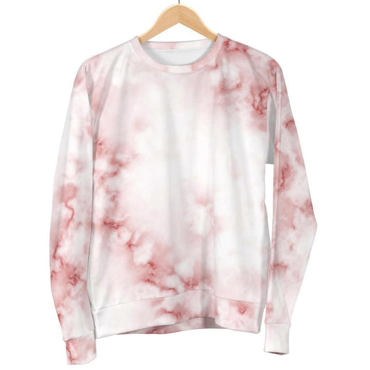 Rose Pink Marble Print Women's Crewneck Sweatshirt GearFrost