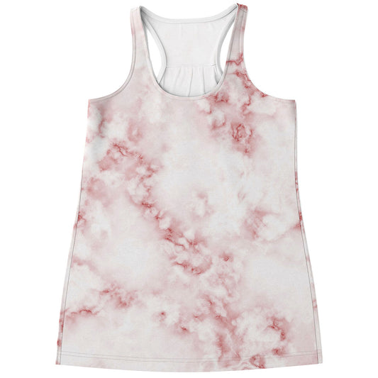 Rose Pink Marble Print Women's Racerback Tank Top