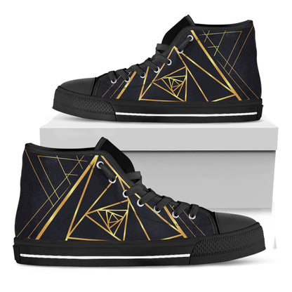 Rose Pyramid Print Black High Top Shoes
