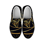 Rose Pyramid Print Black Slip On Shoes