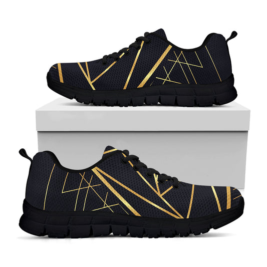 Rose Pyramid Print Black Sneakers