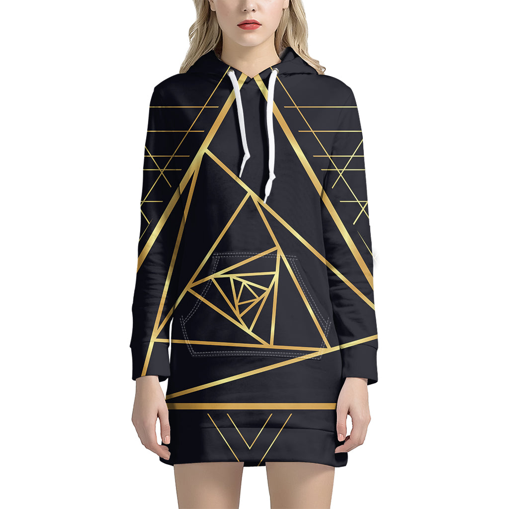 Rose Pyramid Print Pullover Hoodie Dress