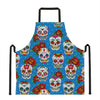 Rose Sugar Skull Pattern Print Apron