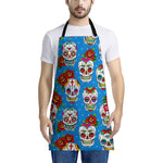 Rose Sugar Skull Pattern Print Apron