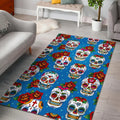 Rose Sugar Skull Pattern Print Floor Mat