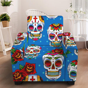 Rose Sugar Skull Pattern Print Armchair Slipcover