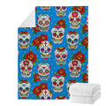 Rose Sugar Skull Pattern Print Blanket