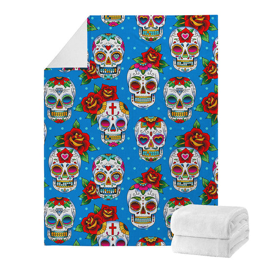 Rose Sugar Skull Pattern Print Blanket