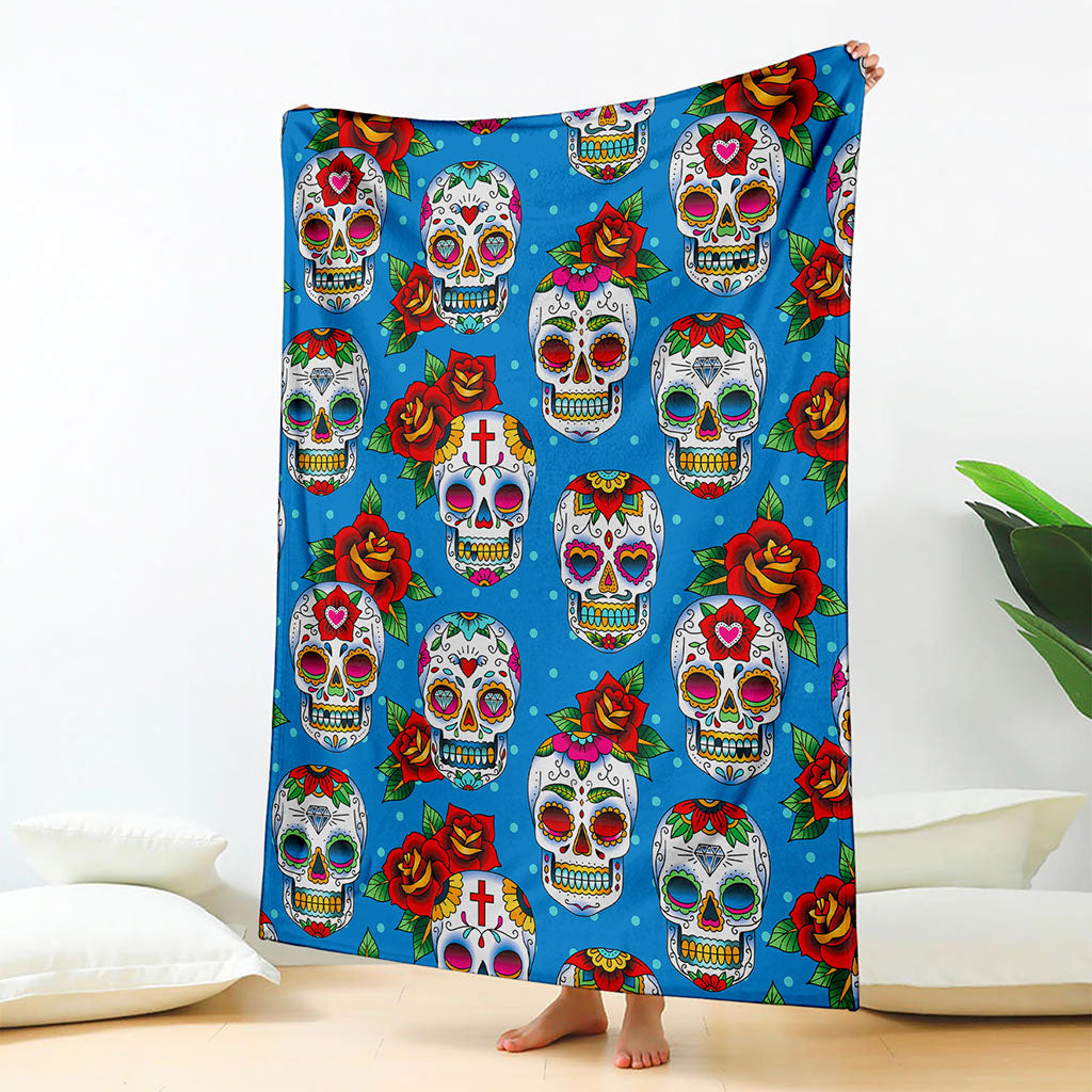 Rose Sugar Skull Pattern Print Blanket