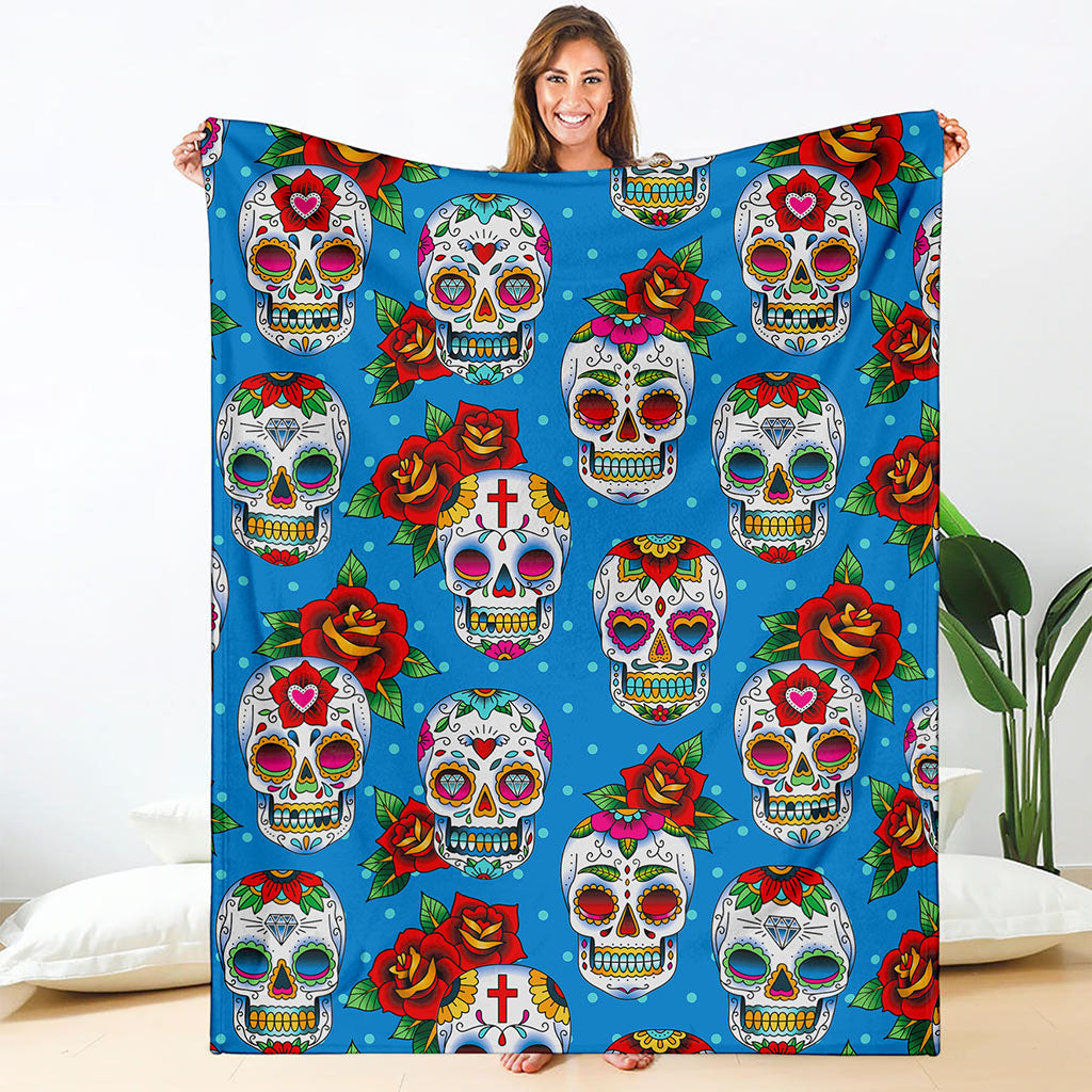 Rose Sugar Skull Pattern Print Blanket