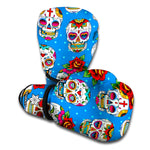 Rose Sugar Skull Pattern Print Boxing Gloves