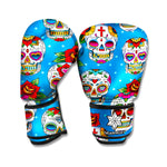 Rose Sugar Skull Pattern Print Boxing Gloves