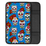 Rose Sugar Skull Pattern Print Car Center Console Cover