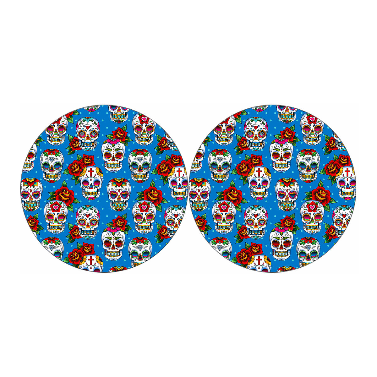 Rose Sugar Skull Pattern Print Car Coasters