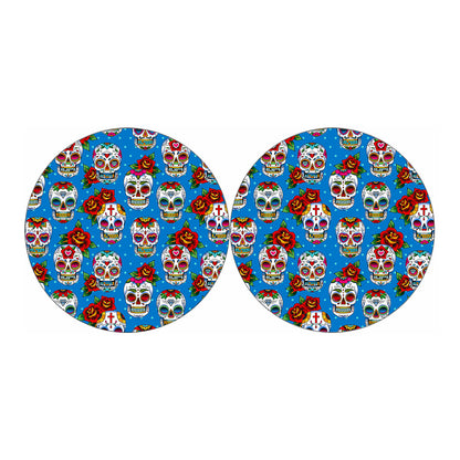 Rose Sugar Skull Pattern Print Car Coasters