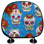 Rose Sugar Skull Pattern Print Car Headrest Covers