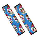 Rose Sugar Skull Pattern Print Car Seat Belt Covers