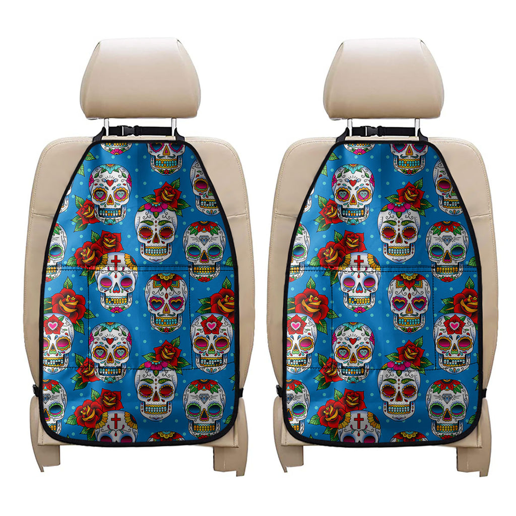 Rose Sugar Skull Pattern Print Car Seat Organizers