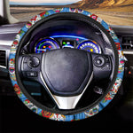 Rose Sugar Skull Pattern Print Car Steering Wheel Cover