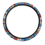 Rose Sugar Skull Pattern Print Car Steering Wheel Cover