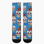 Rose Sugar Skull Pattern Print Crew Socks