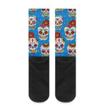 Rose Sugar Skull Pattern Print Crew Socks