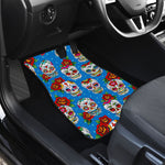 Rose Sugar Skull Pattern Print Front and Back Car Floor Mats