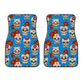 Rose Sugar Skull Pattern Print Front Car Floor Mats