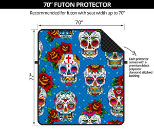 Rose Sugar Skull Pattern Print Futon Protector