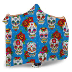 Rose Sugar Skull Pattern Print Hooded Blanket