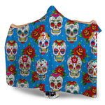 Rose Sugar Skull Pattern Print Hooded Blanket