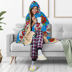 Rose Sugar Skull Pattern Print Hooded Blanket
