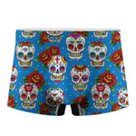 Rose Sugar Skull Pattern Print Men's Boxer Briefs