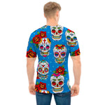 Rose Sugar Skull Pattern Print Men's T-Shirt