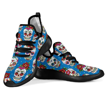 Rose Sugar Skull Pattern Print Mesh Knit Shoes GearFrost