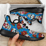 Rose Sugar Skull Pattern Print Mesh Knit Shoes GearFrost