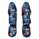 Rose Sugar Skull Pattern Print Muay Thai Shin Guard