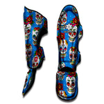 Rose Sugar Skull Pattern Print Muay Thai Shin Guard
