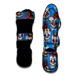 Rose Sugar Skull Pattern Print Muay Thai Shin Guard