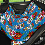 Rose Sugar Skull Pattern Print Pet Car Back Seat Cover