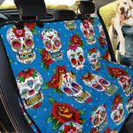 Rose Sugar Skull Pattern Print Pet Car Back Seat Cover