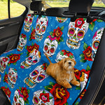Rose Sugar Skull Pattern Print Pet Car Back Seat Cover